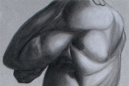 Pro-file (after Robert Maplethorpe), 2006, cont&eacute; on charcoal paper (32cm x 45cm)
