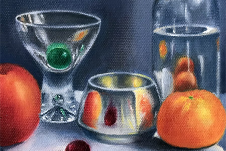 Still Life with Reflections, 2019, oil on. canvas (20cm x 25cm)